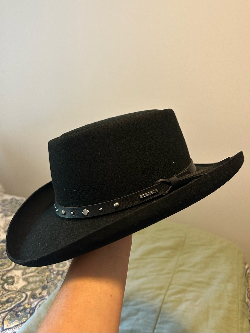 ✨ Stallion by Stetson Black Studded Western Hat 100% Wool ✨